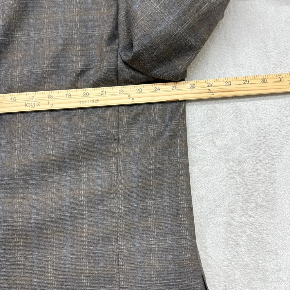 Joseph Abboud Sport Coat Mens 48L Brown Plaid 100% Wool 3 Button Blazer 1417/1